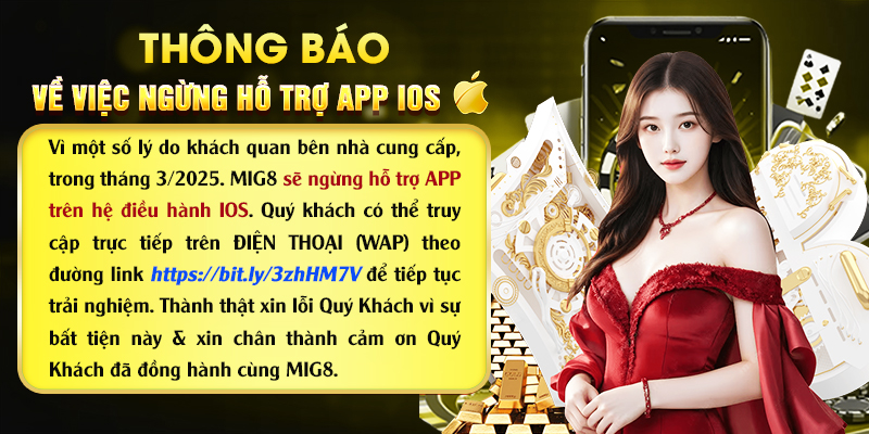 Thông báo về việc ngừng hỗ trợ app IOS