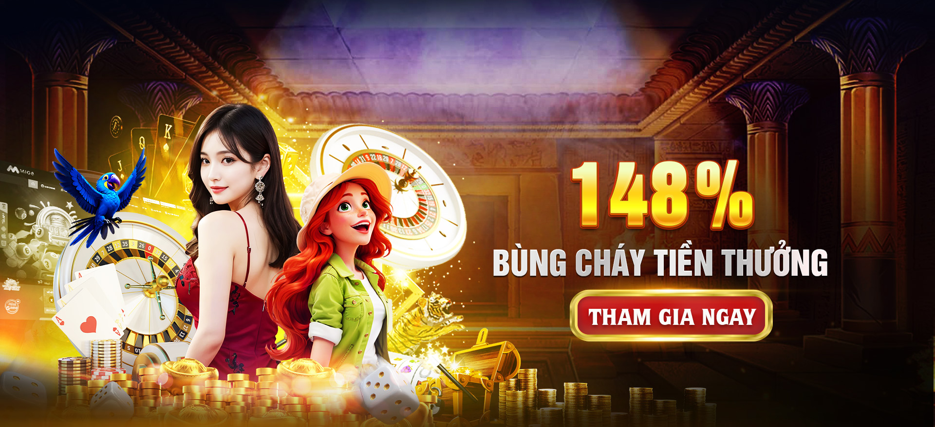 148% bùng cháy tiền thưởng cùng MIG8